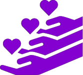 Hearts in hands icon.